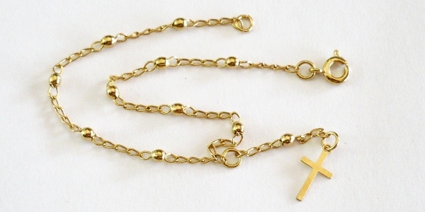 12GFR36201C Oro Laminado 14k Rosario Pulsera