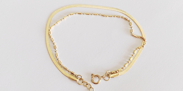 DCP001 Pulsera doble de Acero Dorado 1 pieza