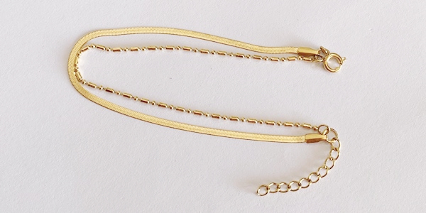 DCP001 Pulsera doble de Acero Dorado 1 pieza