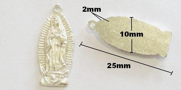 CHPDCG Baño Plata Dije Virgen de Guadalupe, 25x10mm. Pza.